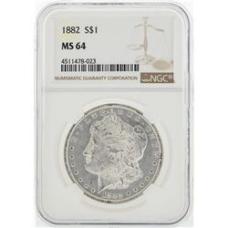 1882 $1 Morgan Silver Dollar Coin NGC MS64