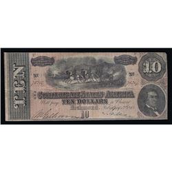 1864 $10 The Confederate States of America Note