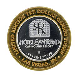 .999 Silver Hotel San Remo $10 Casino Gaming Token Limited Edition