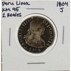 1804 J Peru Lima 2 Reales KM95 Silver Coin