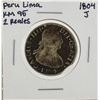 Image 1 : 1804 J Peru Lima 2 Reales KM95 Silver Coin
