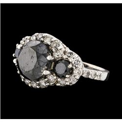 14KT White Gold 7.40ctw Black Diamond Ring