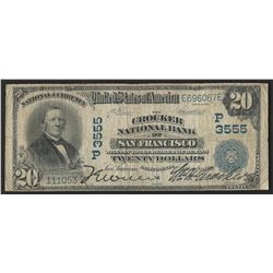 1902 $20 PB The Crocker National Bank of San Francisco Bank Note