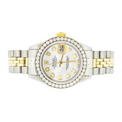 Rolex Ladies Two Tone 18KT Yellow Gold 0.90ctw Diamond Datejust Wristwatch