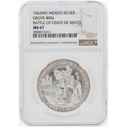 1962MO Mexico Silver Grove-800a Battle of Cinco De Mayo Coin NGC MS67
