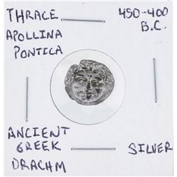 450-400 BC Thrace Apollina Pontica Ancient Greek Drachm Silver Coin