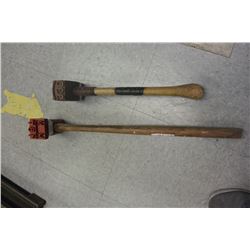 TWO ANTIQUE LUMBER MARKING MALLETS