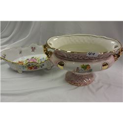 TWO HAND DECORATED CENTRE BOWLS