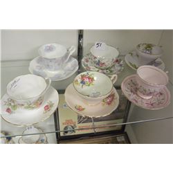 SIX BONE CHINA TEA CUPS AND SAUCERS