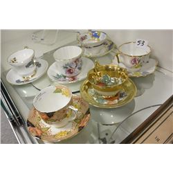 LOT OF SIX BONE CHINA TEA CUPS AND SAUCERS