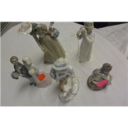 FIVE PORCELAIN FIGURES