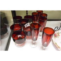 LOT OF RUBY GLASSWARE