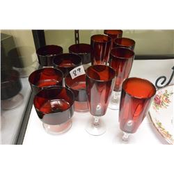 LOT OF RUBY GLASSWARE