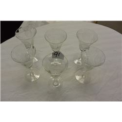 SET OF ETCHED STEMWARE