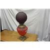 Image 1 : LARGE RUBY GLASS BANQUET LAMP