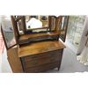 Image 1 : RARE VICTORIAN WALNUT VANITY DRESSER WITH ORIGINAL FINISH, HARDWARE AND WHEELS, INLCUDING 5 BEVELLED