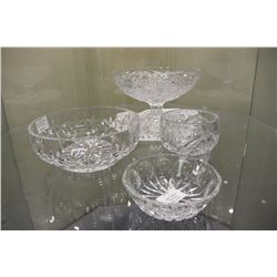 SHELF LOT OF CRYSTAL BOWLS