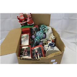 BOX OF VINTAGE AND NEWER CHRISTMAS ITEMS