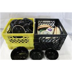 TWO CRATES OF DISHES