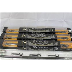 THREE NEW IN BOX DRAPERY RODS AND EXTENSION ROD