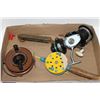 Image 1 : TRAY OF FISHING REELS SCALE AND ICE FISHING RODS