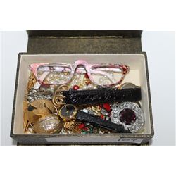 CASE OF DESIGNER GLASSES AND JEWELLRY