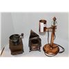 Image 1 : COFFEE GRINDER AND LAMP AND GRAMOPHONE