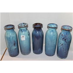 LOT OF 5 NEW BLUE VASES
