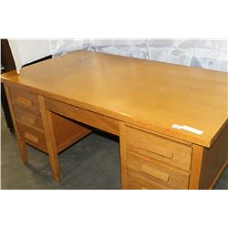 OAK DOUBLE PEDESTLE FLAT TOP DESK