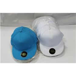 LOT OF NEW WHITE AND TEAL HATS