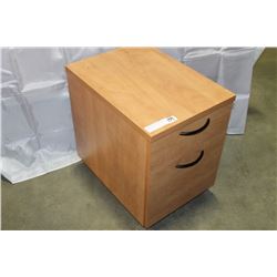 MAPLE FINISH ROLLING 2-DOOR FILE CABINET