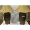 Image 1 : PAIR OF LARGE POTTERY TABLE LAMPS WITH SHADES