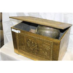 BRASS FIREBOX AND BRASS BOWL AND LIGHT FIXTURE