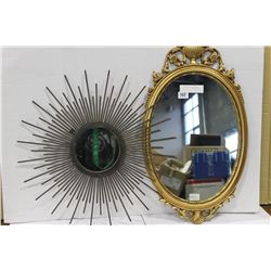TWO DECORATIVE WALL MIRRORS