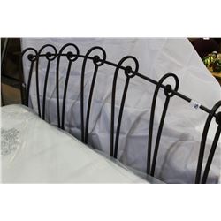 QUEEN SIZE IRON HEADBOARD AND ROLLER FRAME