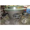 Image 1 : MODERN METAL WITH GLASS BAR COUNTER AND THREE BARSTOOLS