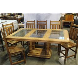 CUSTOM RUSTIC STYLE DINING TABLE WITH 7 CHAIRS