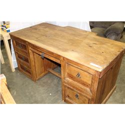 CUSTOM BUILT RUSTIC STYLE DOUBLE PEDESTLE DESK