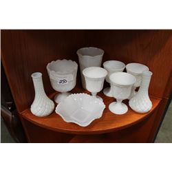 LOT OF MILK GLASS PIECES