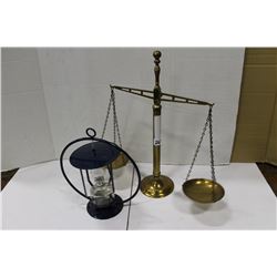 BRASS SCALES AND LANTERN