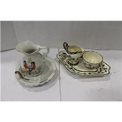 MYOTT CREAM AND SUGAR ON TRAY AND MINIATURE JUG AND BOWL SET