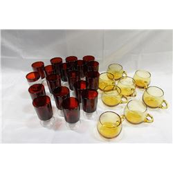 LOT OF RUBY AND AMBER GLASSES