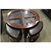 Image 1 : ROUND GLASS TOP COFFEE TABLE AND STOOLS
