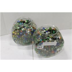 TWO LARGE JARS OF MARBLES