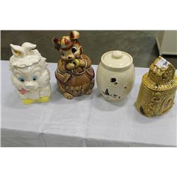 FOUR NOVELTY COOKIE JARS