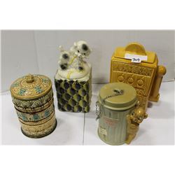 LOT OF FOUR NOVELTY COOKIE JARS