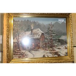 LARGE GILT FRAMED NEEDLEPOINT