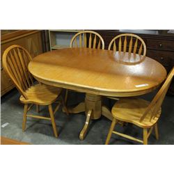 DINING TABLE WITH LEAF AND 4 ARROWBACK CHAIRS