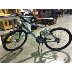 HUFFY 18 SPEED MOUNTAIN BIKE - GREY & BLUE  ( MINOR PARTS & REPAIR MAY BE NEEDED)