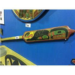 5' CARVED PAINTED CEDAR PADDLE BY LOLA MCKAY